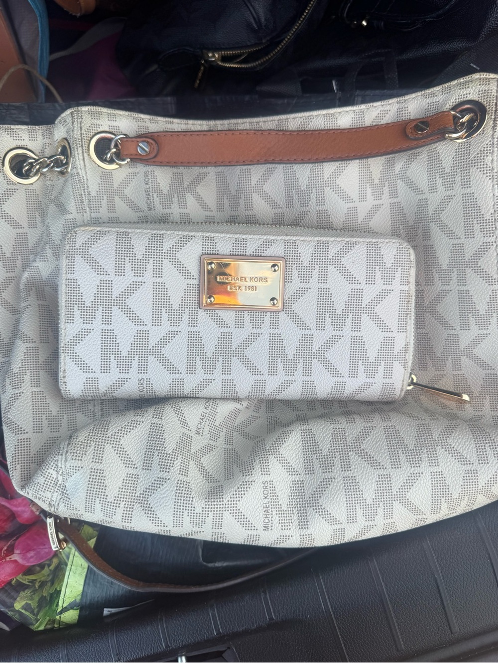 Michael Kors White MK Monogram Wallet